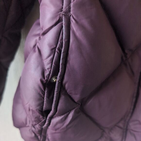 Y2K Eddie Bauer Goose Down Jacket Womens M Purple Bomber Puffy Puffer Coat - Picture 7 of 15